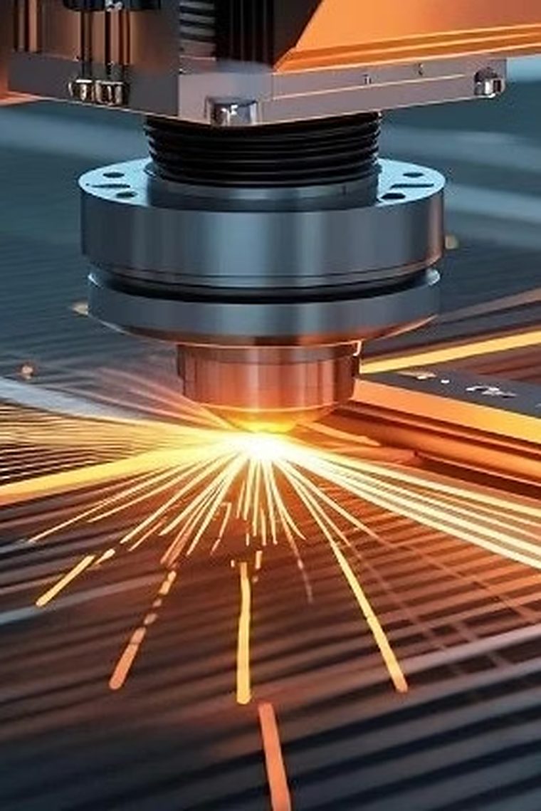 Fiber laser cutting head during sheet metal processing